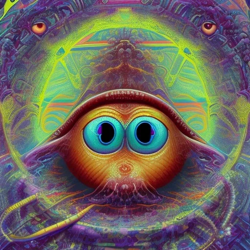 Acid trippin!! snail with sail cartoon starring into the eyes!! Of a demon!!! High ress ubertrending detail