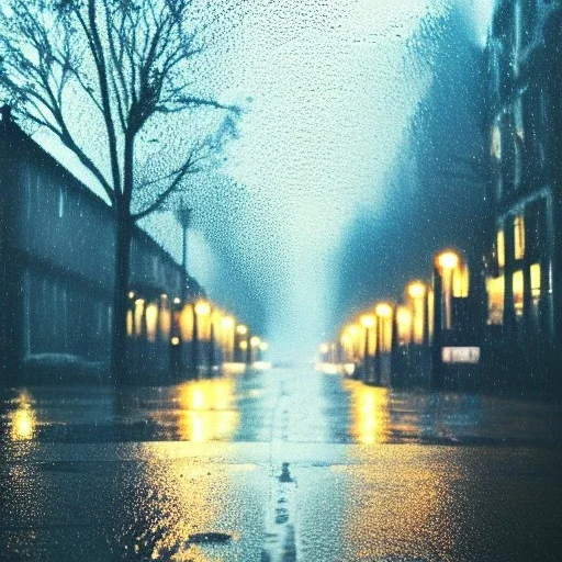 beauitful rainy street glowing