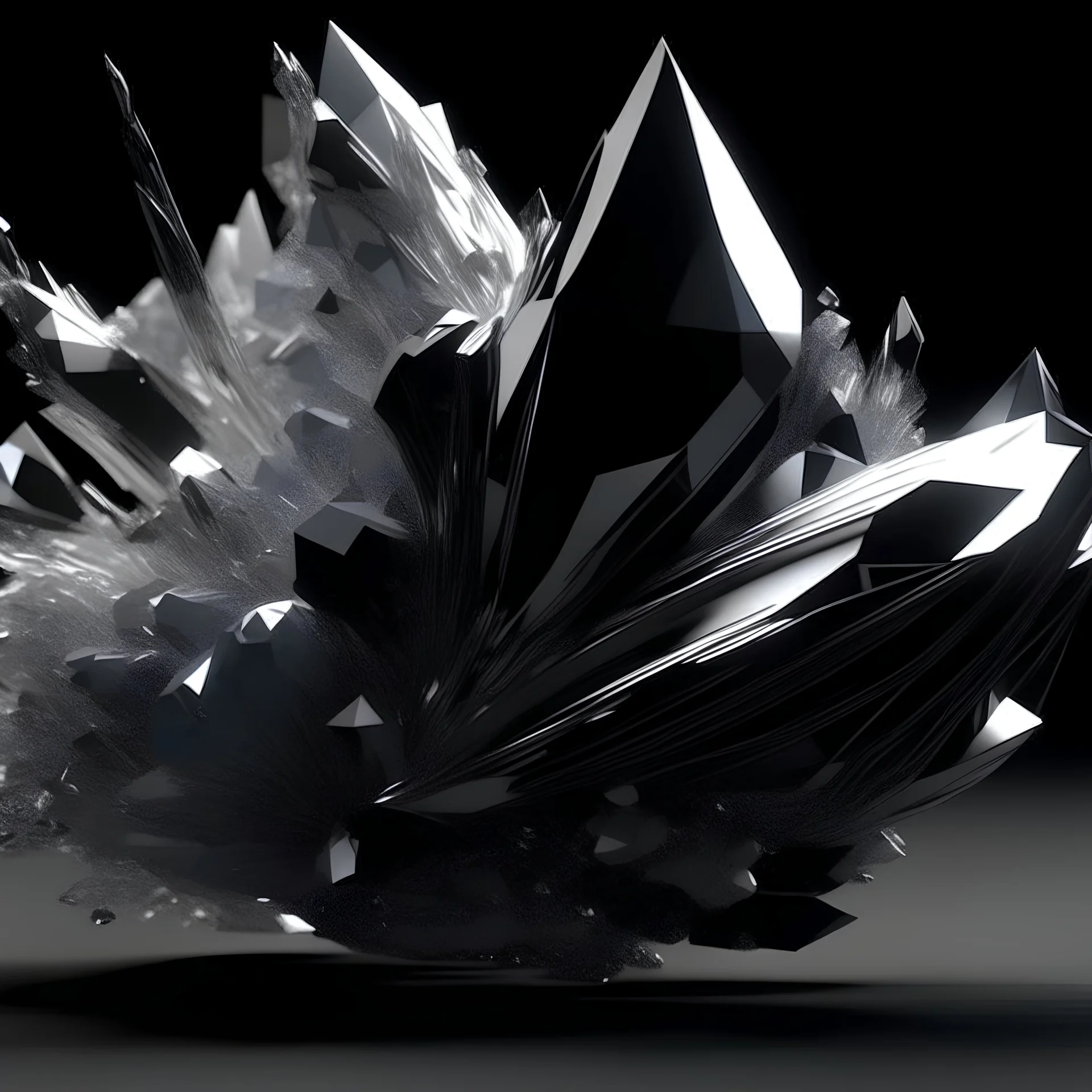 Cristal Branco colidindo com Cristal Preto, 3D Render, Ultra Realistic, 4K