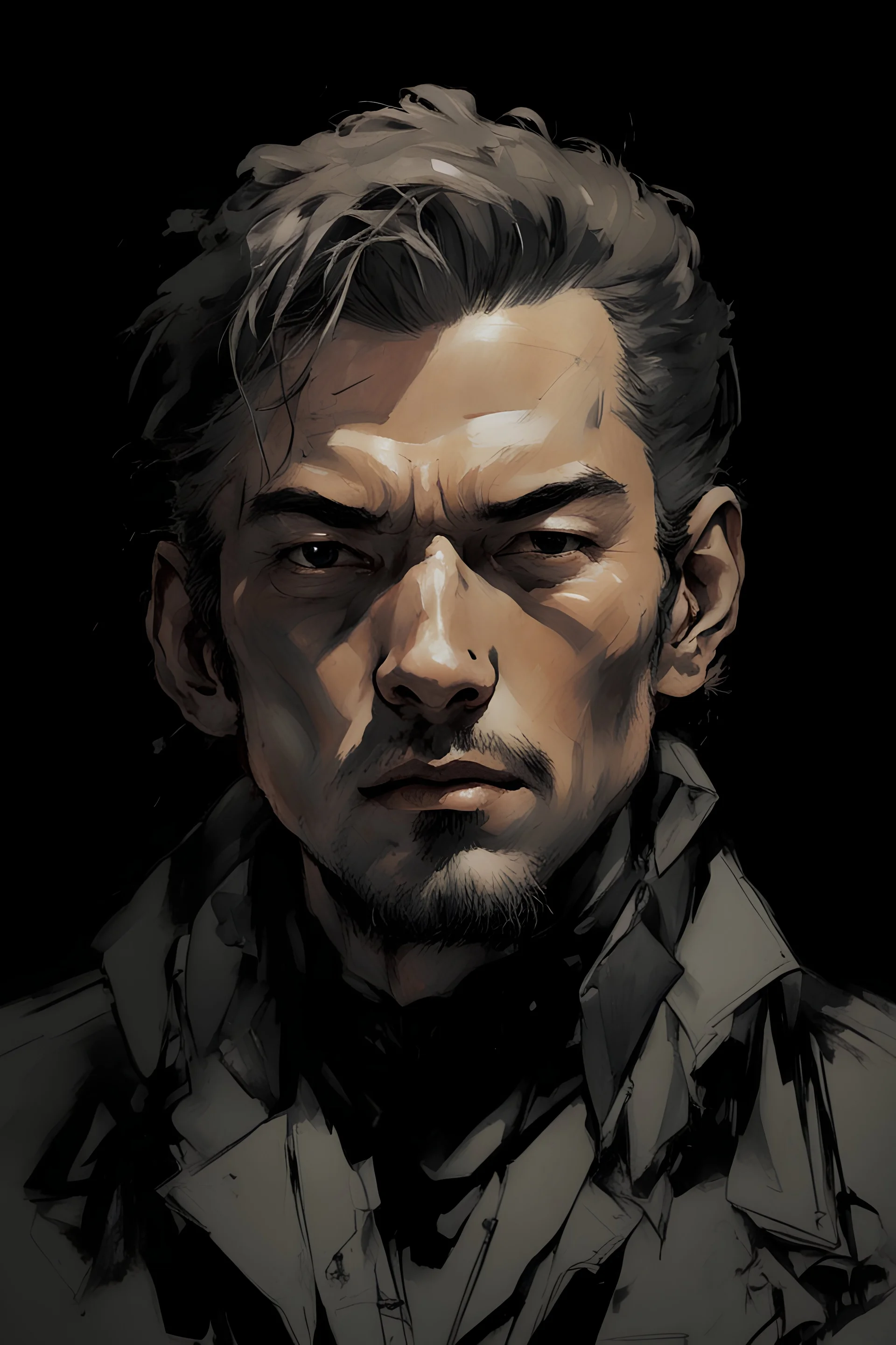 Portrait of a male in Yoji Shinkawa style.