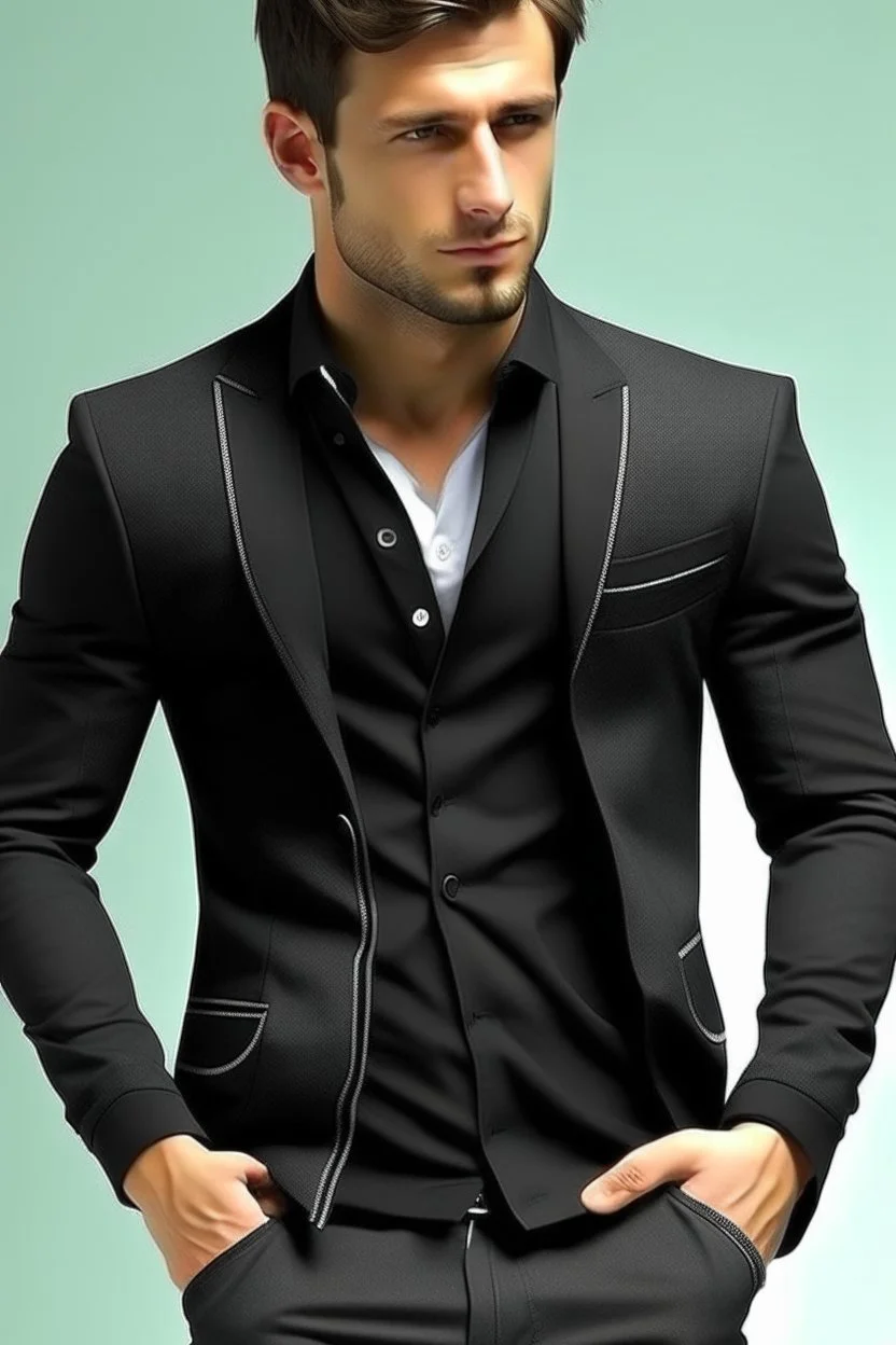 Man's Casual Blazer Jacket with hoodie