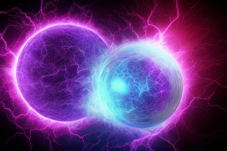 purple lightning inside of glass ball