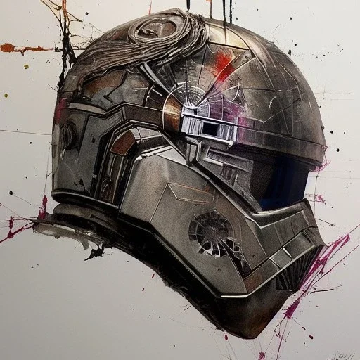 photorealistic luke skywalker helmet with weathered painting , illustration on coarse canvas by <agnes cecile> and <Yoji Shinkawa>, ornate and intricate details , soft smooth lighting, concept art,