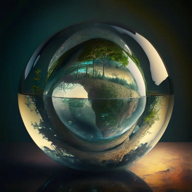 A glass sphere with a world inside