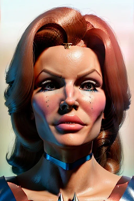 Portrait, Raquel Welch, Ultra realistic, retro futuristic style, Science Ninja Team Gatchaman style, wide angle view, soft color, highly detailed, unreal engine 5, ray tracing, RTX, lumen lighting, ultra detail, volumetric lighting, 3d, finely drawn, high definition.