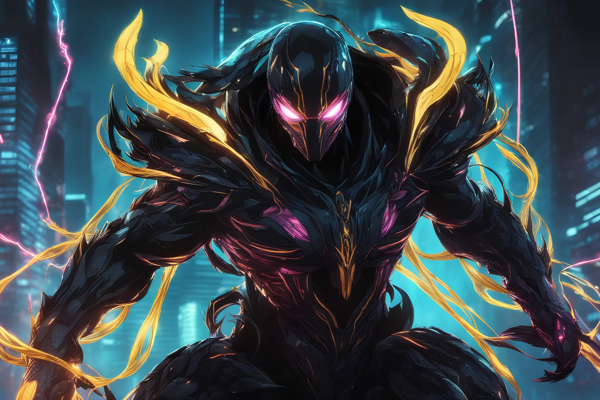 grendel machine in 8k solo leveling shadow artstyle, Crystal and Symbiote them, neon effect , magic circle, close picture, full body, apocalypse, intricate details, highly detailed, high details, detailed portrait, masterpiece,ultra detailed, ultra quality