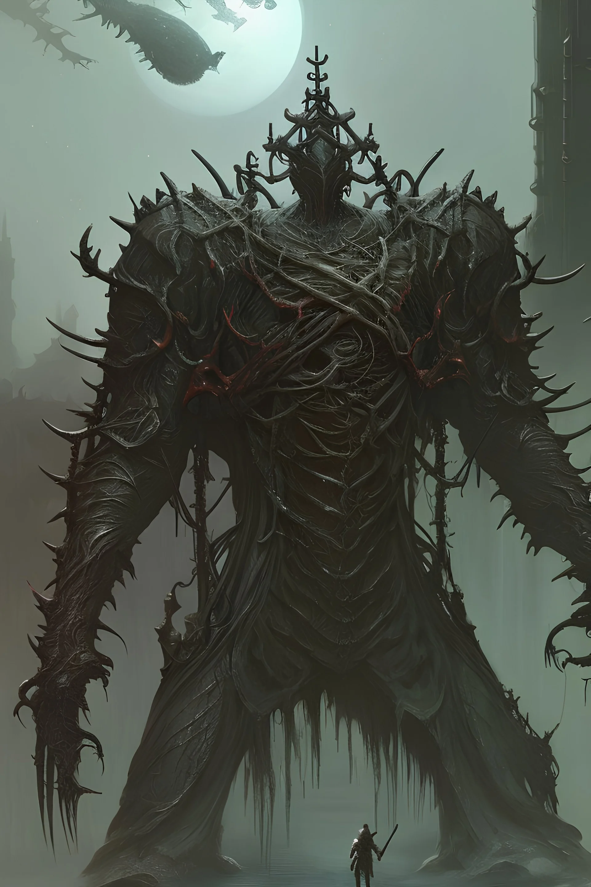 bloodborne, sci fi, pilot, mech, overgrown, highly detailed, concept art