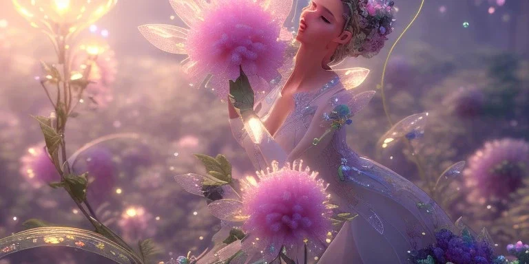 crystal subtle flower in a galactic ambiance beautiful fairy, transparent, delicate colors, in the foreground, full of details, smooth，soft light atmosphere, light effect，vaporwave colorful, concept art, smooth, extremely sharp detail, finely tuned detail, ultra high definition, 8 k, unreal engine 5, ultra sharp focus