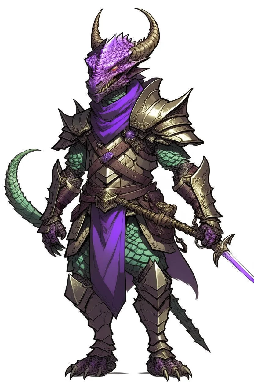 youthful purple iridescent dragonborn ranger dnd