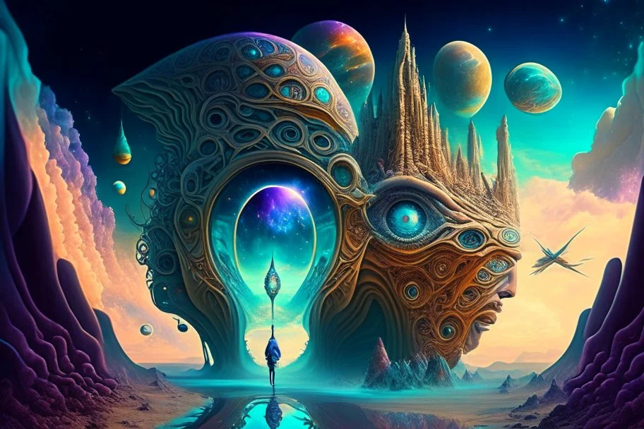 transformative journey into a fantastic surrealism world psychedelic sci-fi