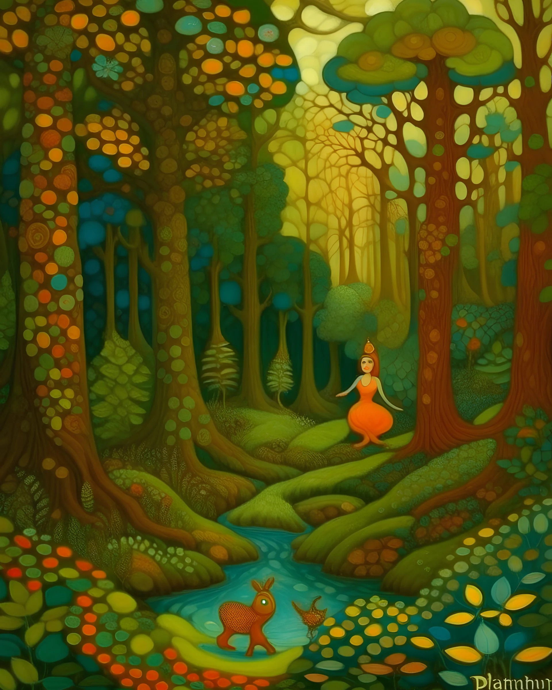 An enchanted woods filled with sprites and nymphs painted by Paul Ranson