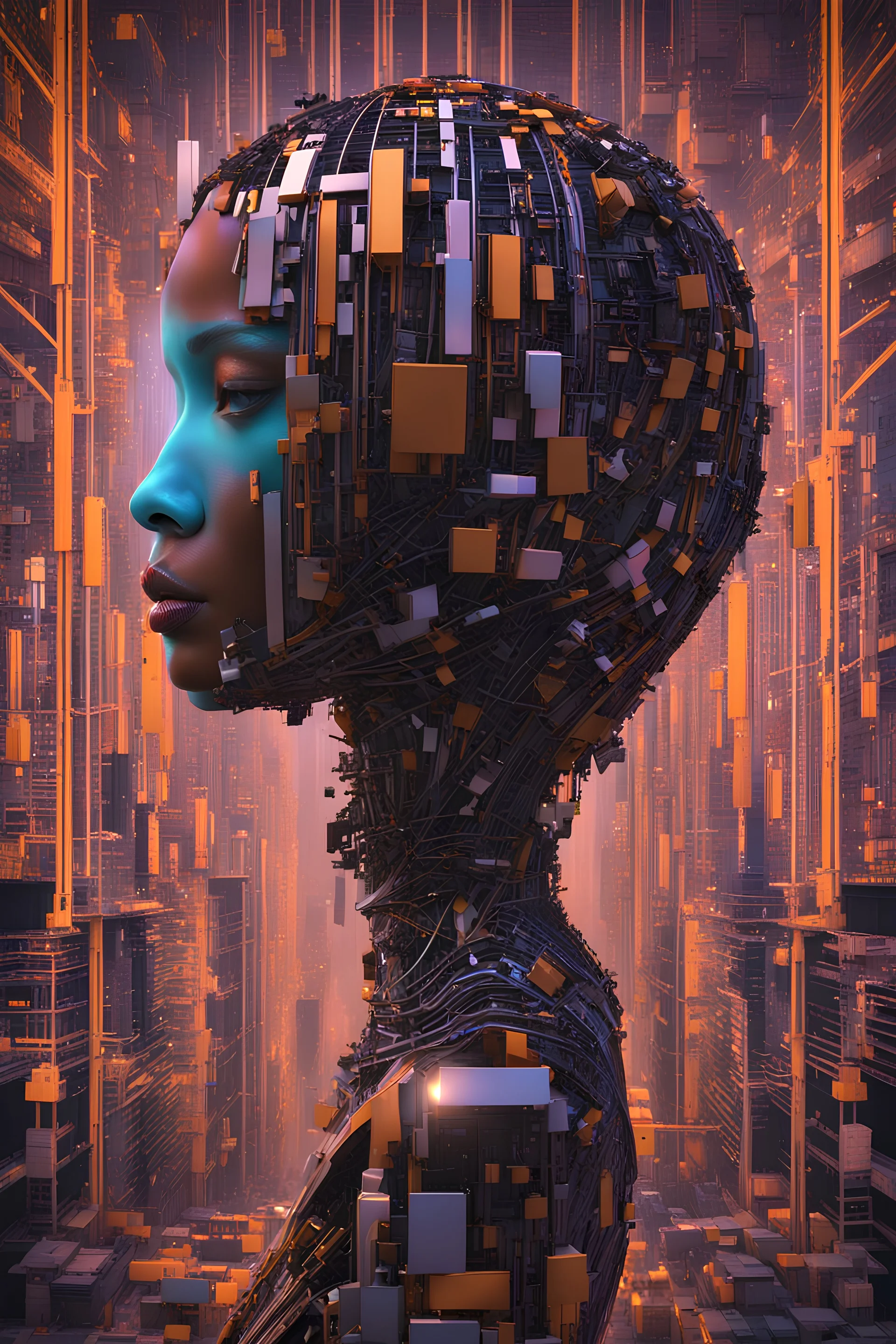 bipoc emo constructivist glitch art, 3d, imax quality visuals, ilm, weta digital, 32k uhd