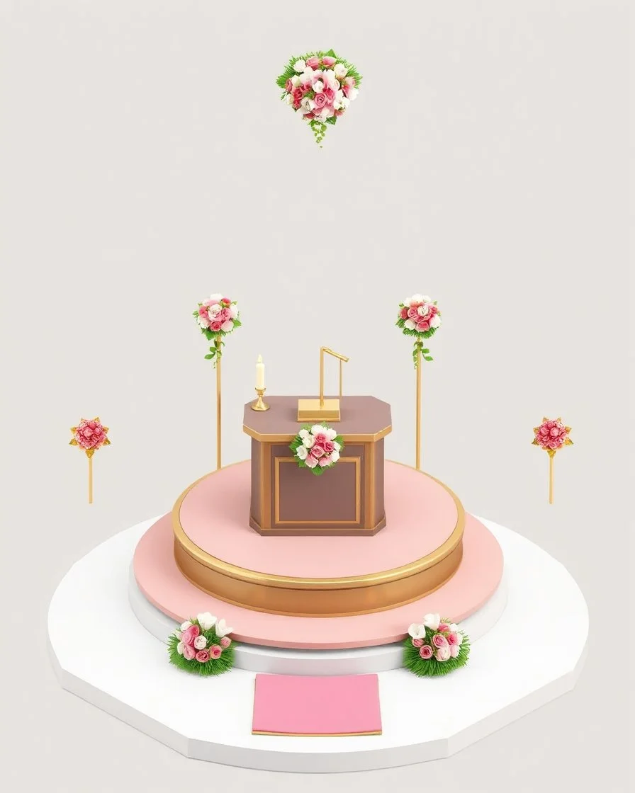 a wedding podium, isometric