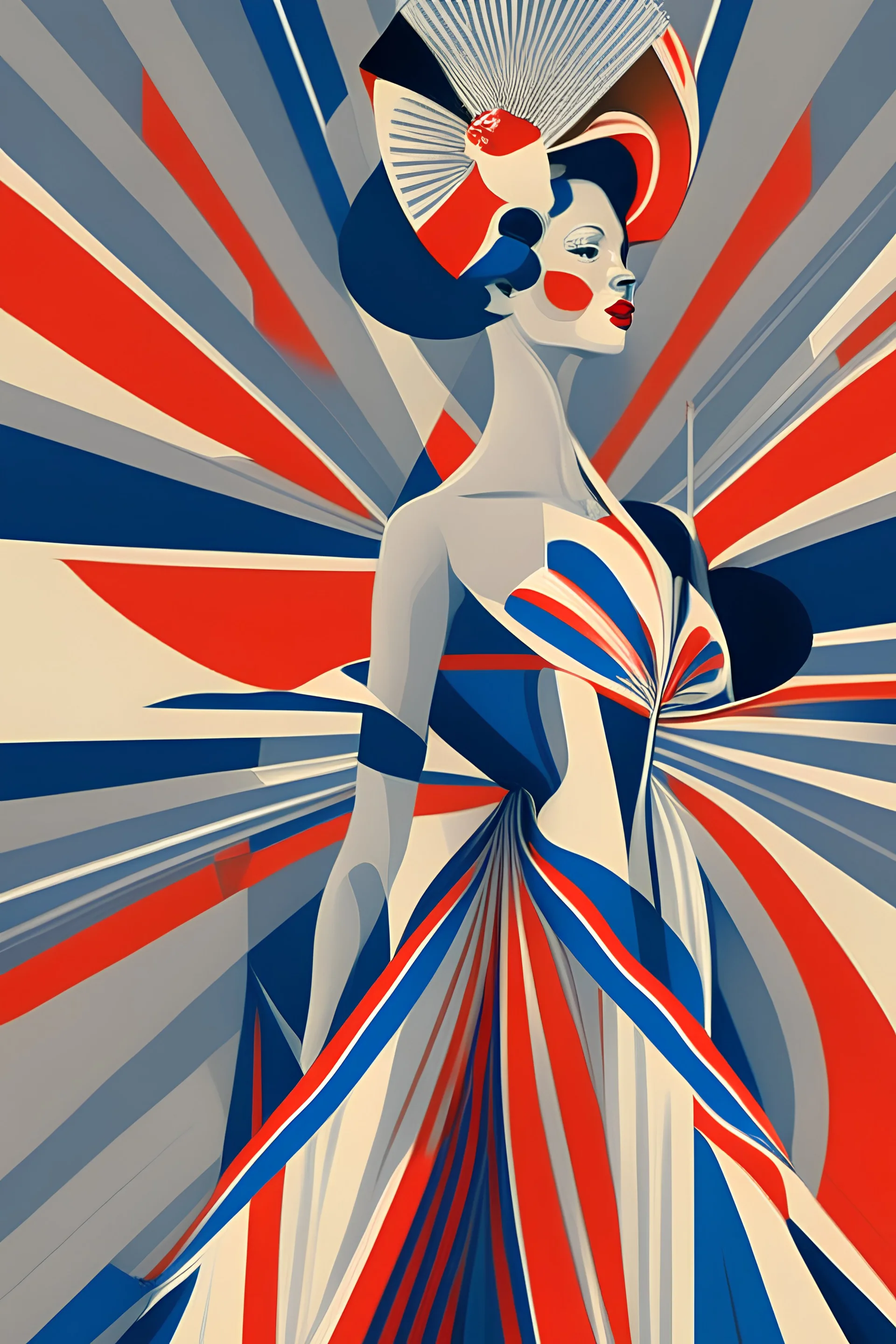 Woman dressed in Union Jack style of erte
