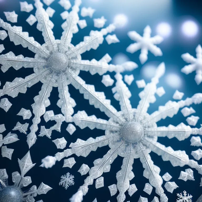  octane render, 8k high detail, snowflake, macro photography