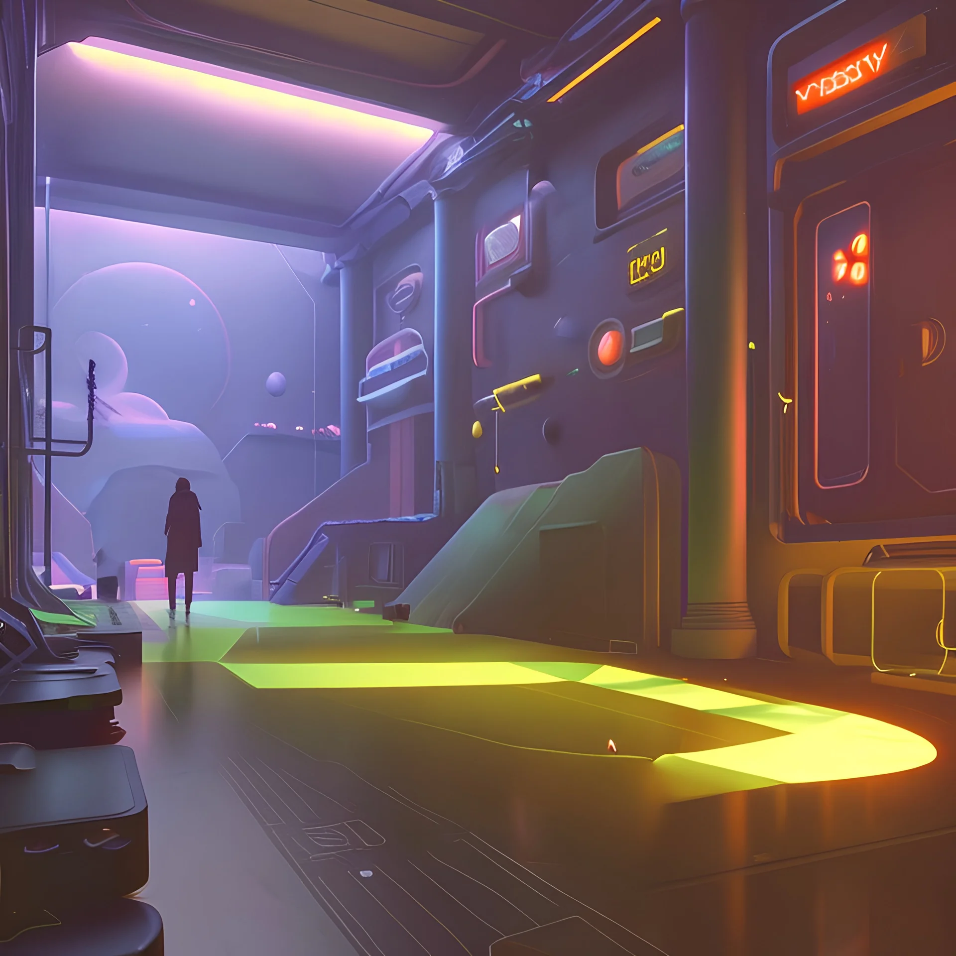 a 3d liminal space immersed in a cozy nostalgic arcade