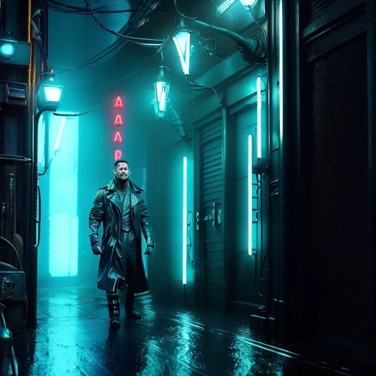 Actor, tom hardy, replicant man, blade runner style, rain, fog, neon ambient, gradient color, clean skin, circuits, latex coat, cyber punk, neon, tubes, portrait, studio photo, unreal engine 5, smooth color, 16 bit, god lights, ray tracing, RTX, lumen lighting, ultra deatail, volumetric lighting, 3d, finely drawn, hd.