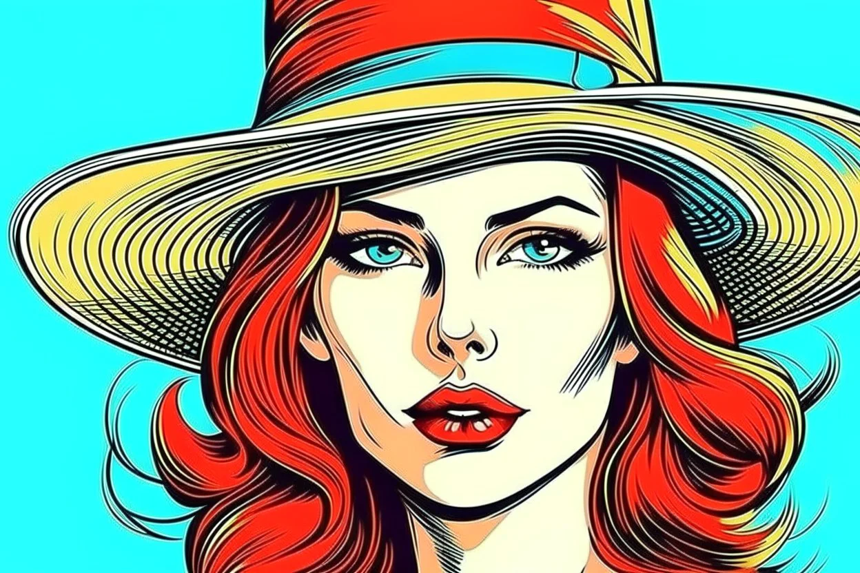 beautiful woman in hat in pop art style vector