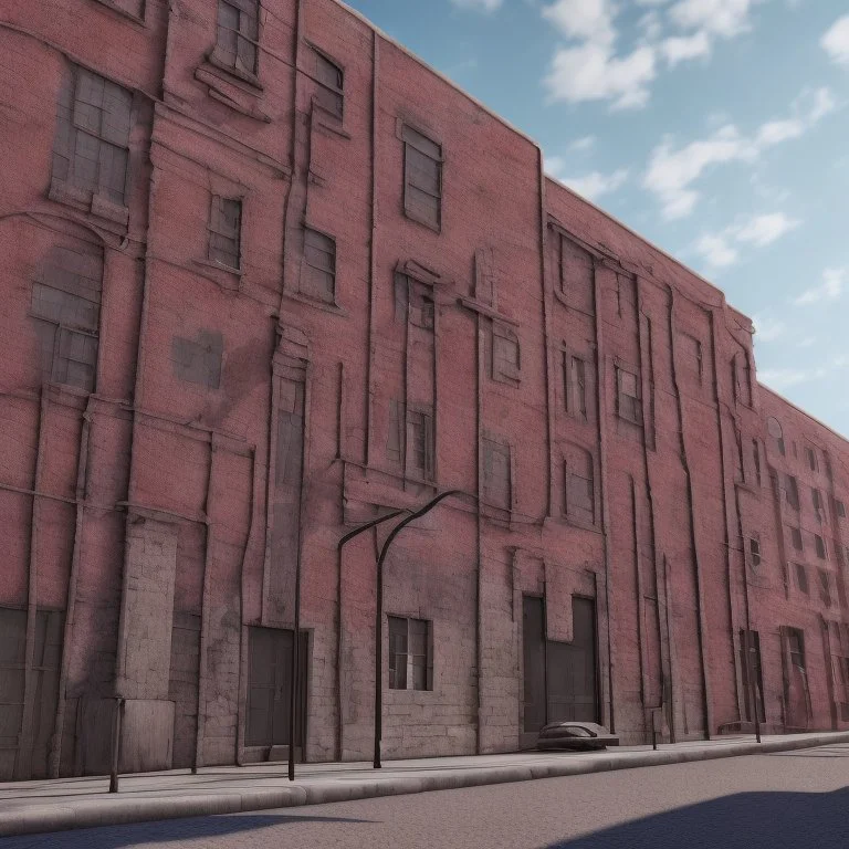 front cement wall,brick building, ,cinematic, montreal, city, illustration