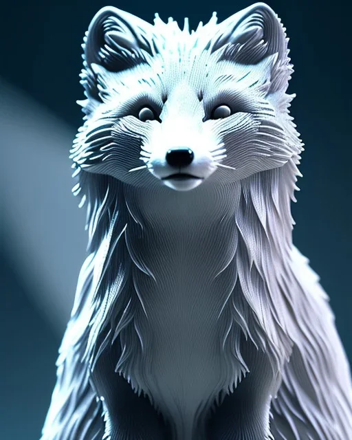 arctic fox, majestic, highly intricate, Realistic photography, incredibly detailed, ultra high resolution, 8k, complex 3d render, cinema 4d.