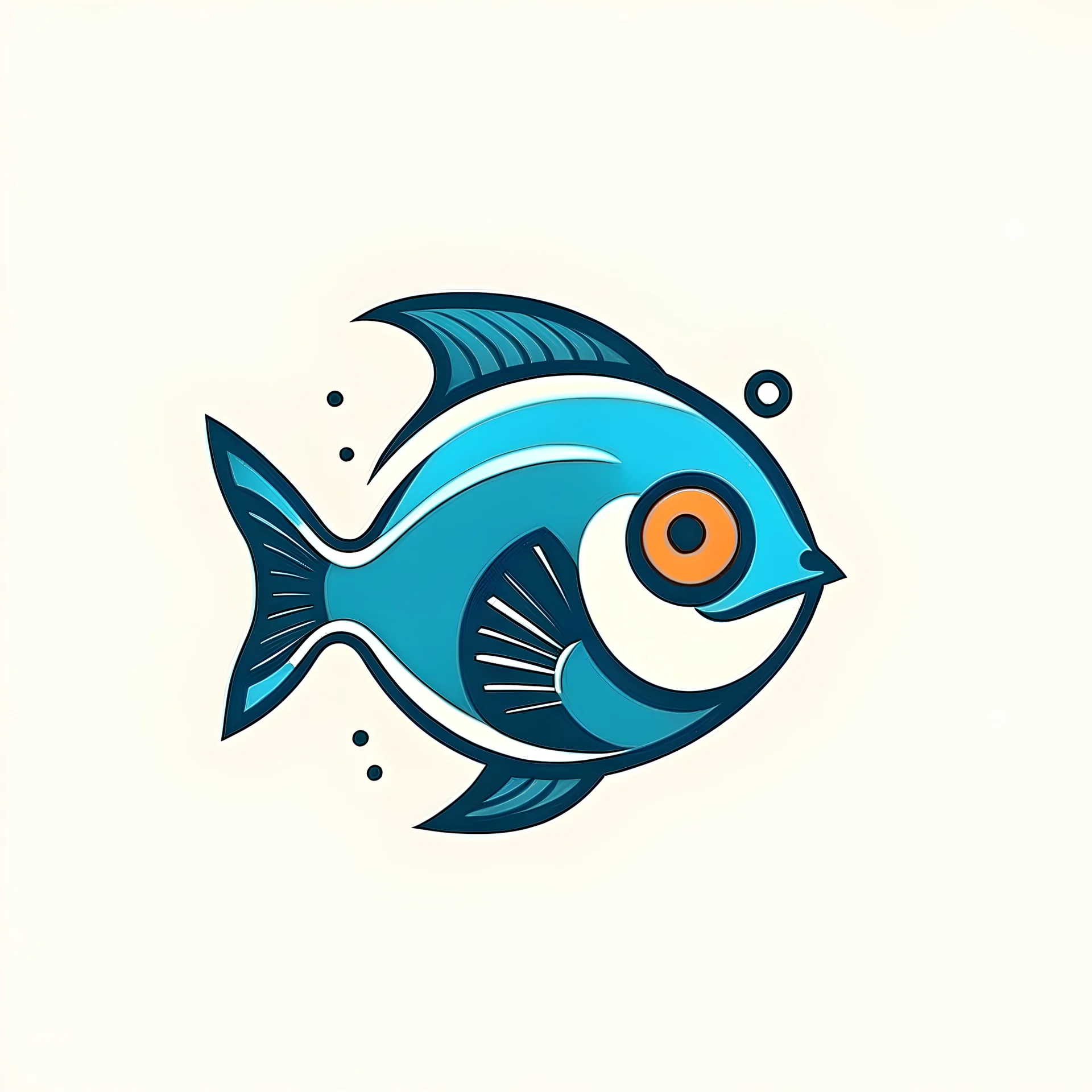 logo of a fish in the cartoon style, flat, minimalist