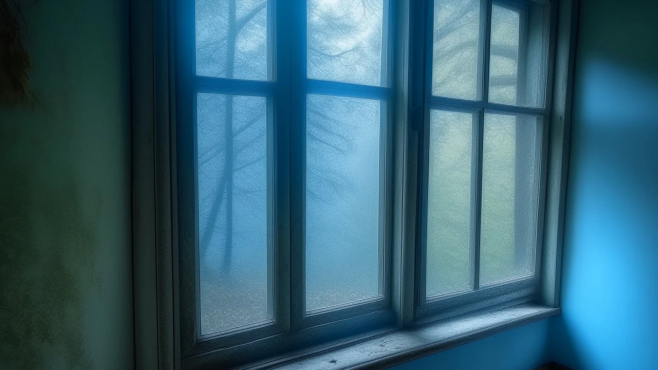 The window opened onto a mysterious pale blue mist