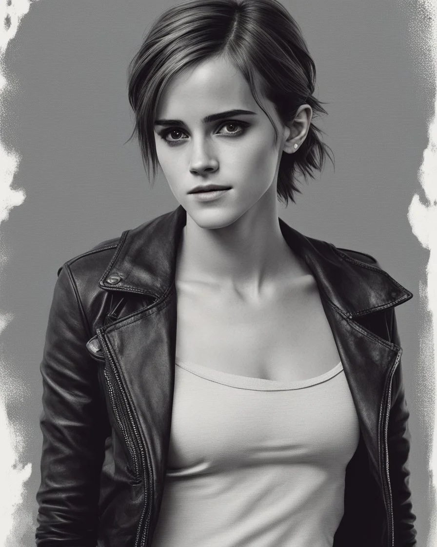 emma watson | The Last of Us hot,pretty face and body,full style,short hair black,