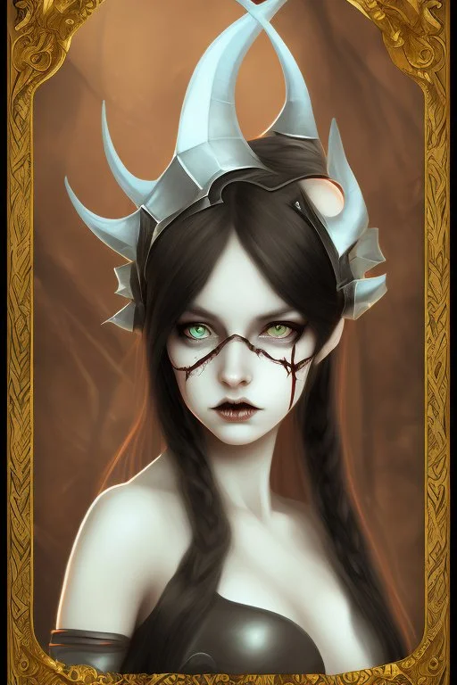 a young gothic demon girl with horns