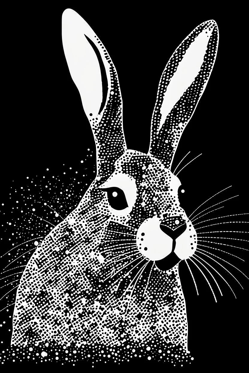 Black and white abstract bunny