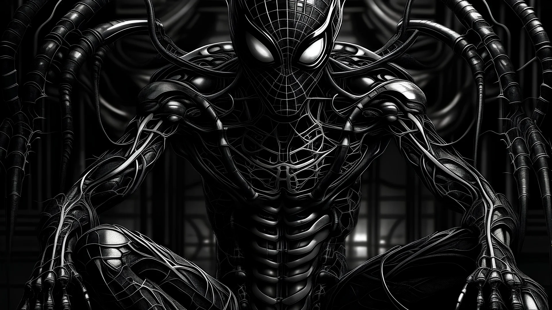 spiderman in giger style