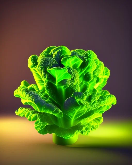 single kale vegetable . Realistic photo. HD. Glowing. 3d style