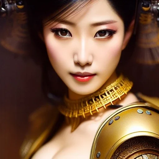 portrait beautiful face japanese Gheisha,busty,ancient metal armor balanciaga fashion clothe painting by gaston bussiere, greg rutkowski, yoji shinkawa, yoshitaka amano, tsutomu nihei, donato giancola, tim hildebrandt, oil on canvas, cinematic composition, extreme detail,fit full head inside picture,16k