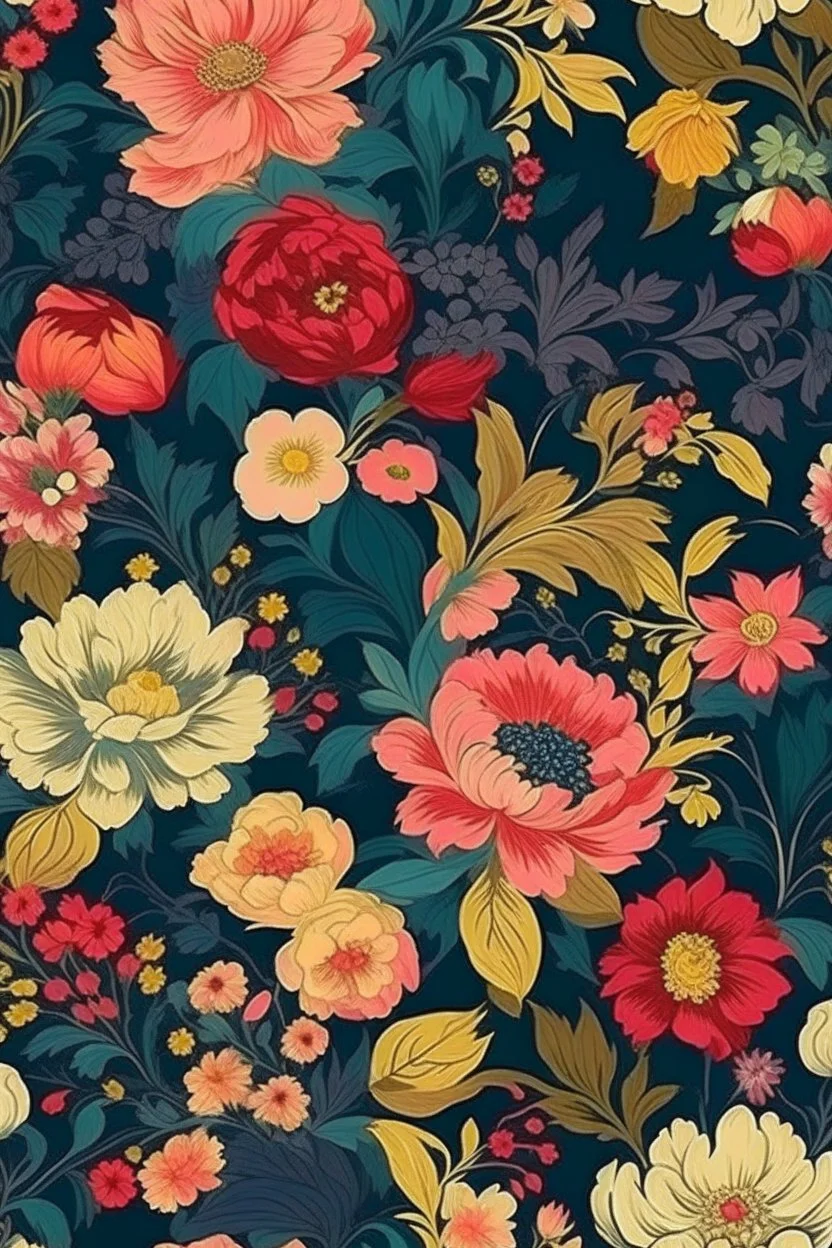 flowers floral pattern in the style of Henri Fantin-Latour