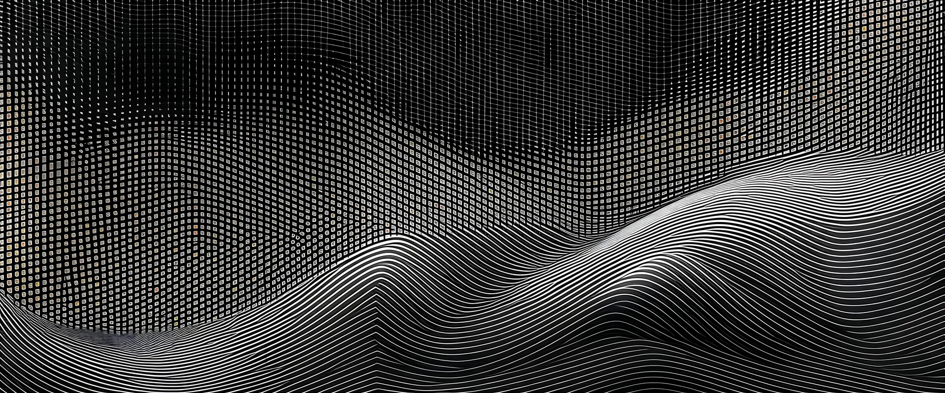 Halftone wave lines background. Abstract dotted stripes texture. Warped and curved lines wallpaper. Vector minimalistic design template