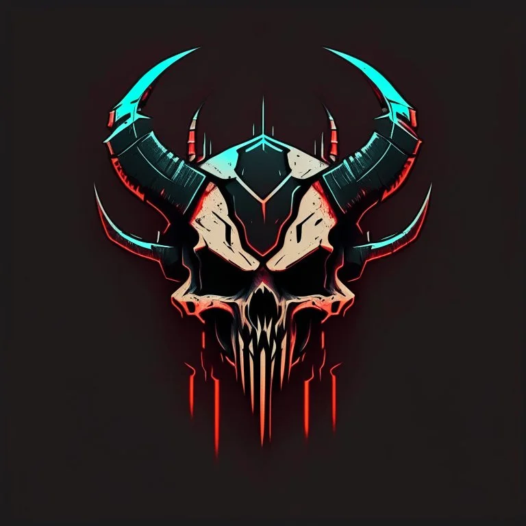 minimalistic cyberpunk demon skull logo