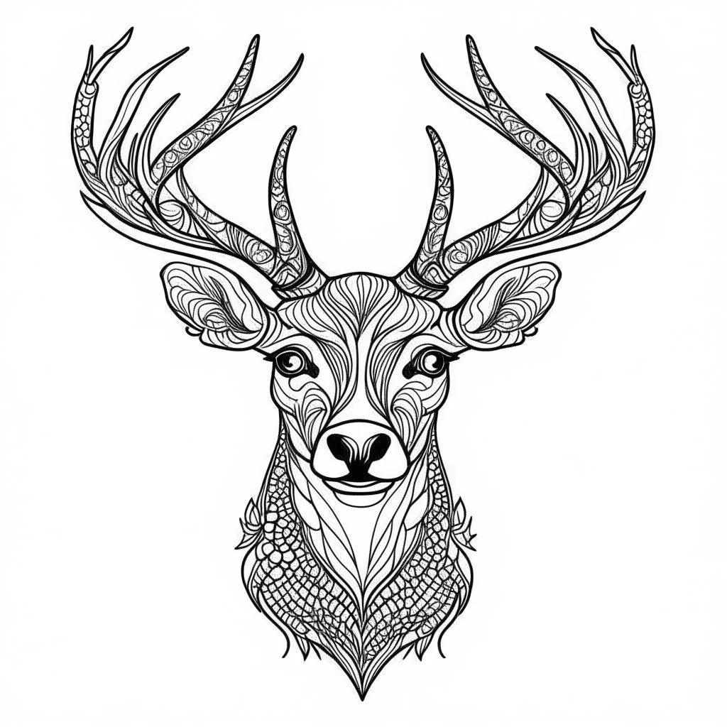 deer, realistic, coloring page, Animal, mandala, only draw lines, coloring book, clean line art, wildlife-inspired, kid style, –no sketch, color, –ar 3:4, white background, minimalistic black lines, 8k, minimal black color, low level black colors, coloring page, use pure black and white colors, avoid thick black colors, thin black line art, avoid colors, perfect shape, perfect clear lines, clear edges, fill total edges, exact perfect edges, not use black colors, dont use black colors