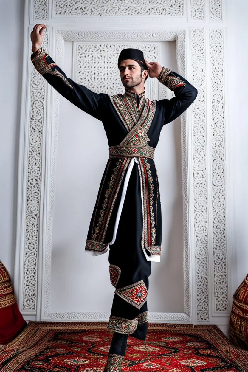 azeri male in traditional dancer costum