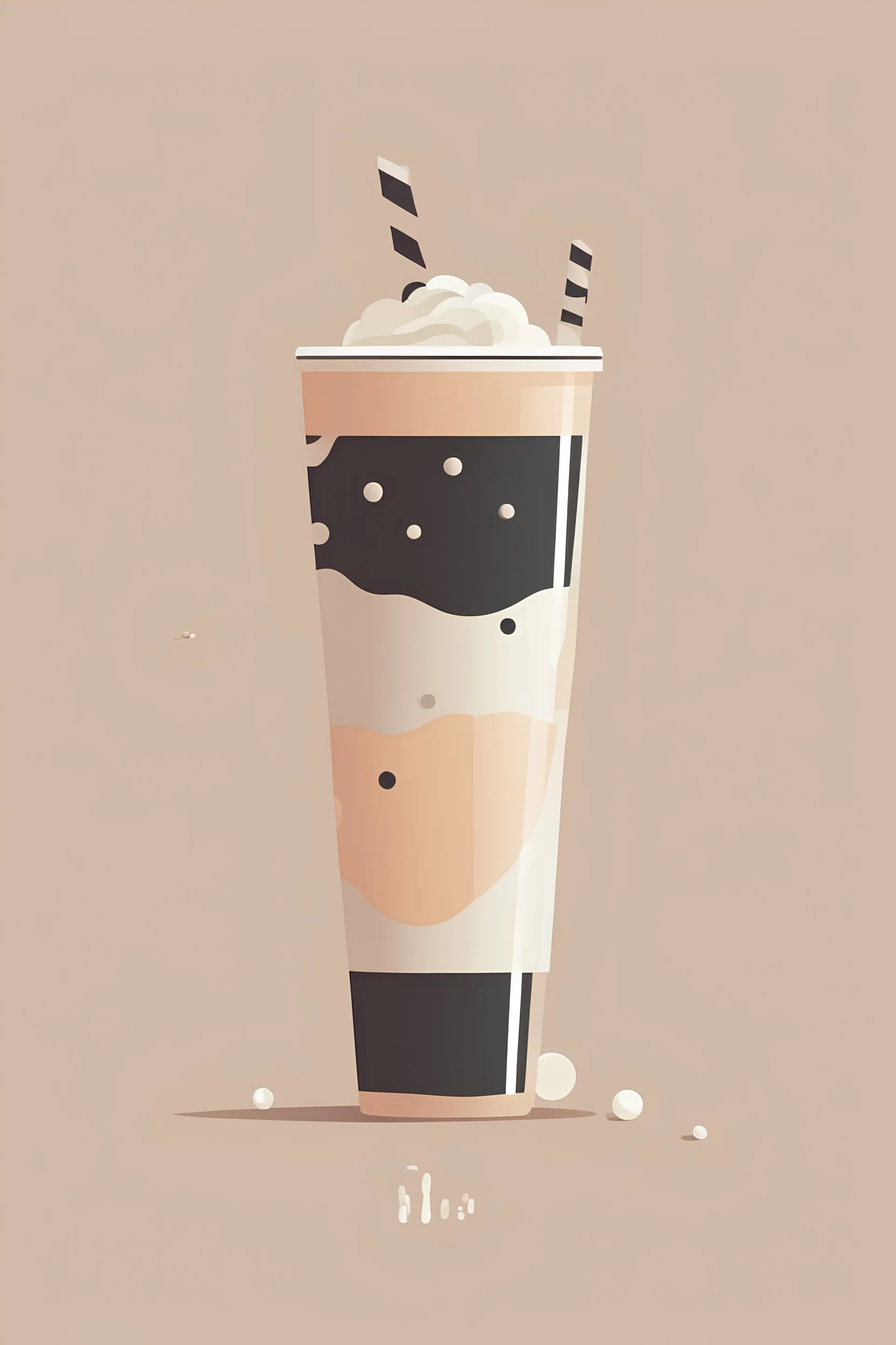 bubble tea drink, graphic design style, minimalist, simple, art poster, neutral tones