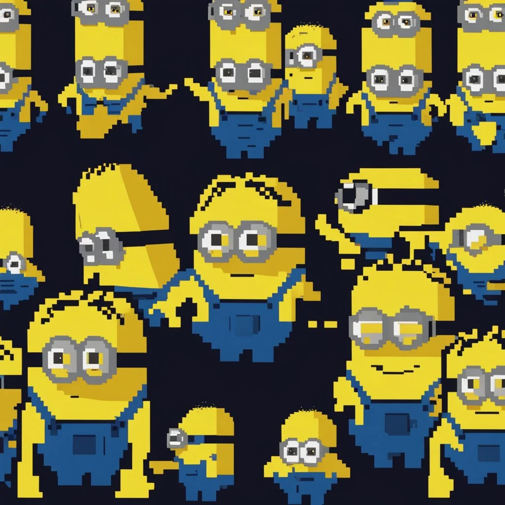 one minion in 8bit style