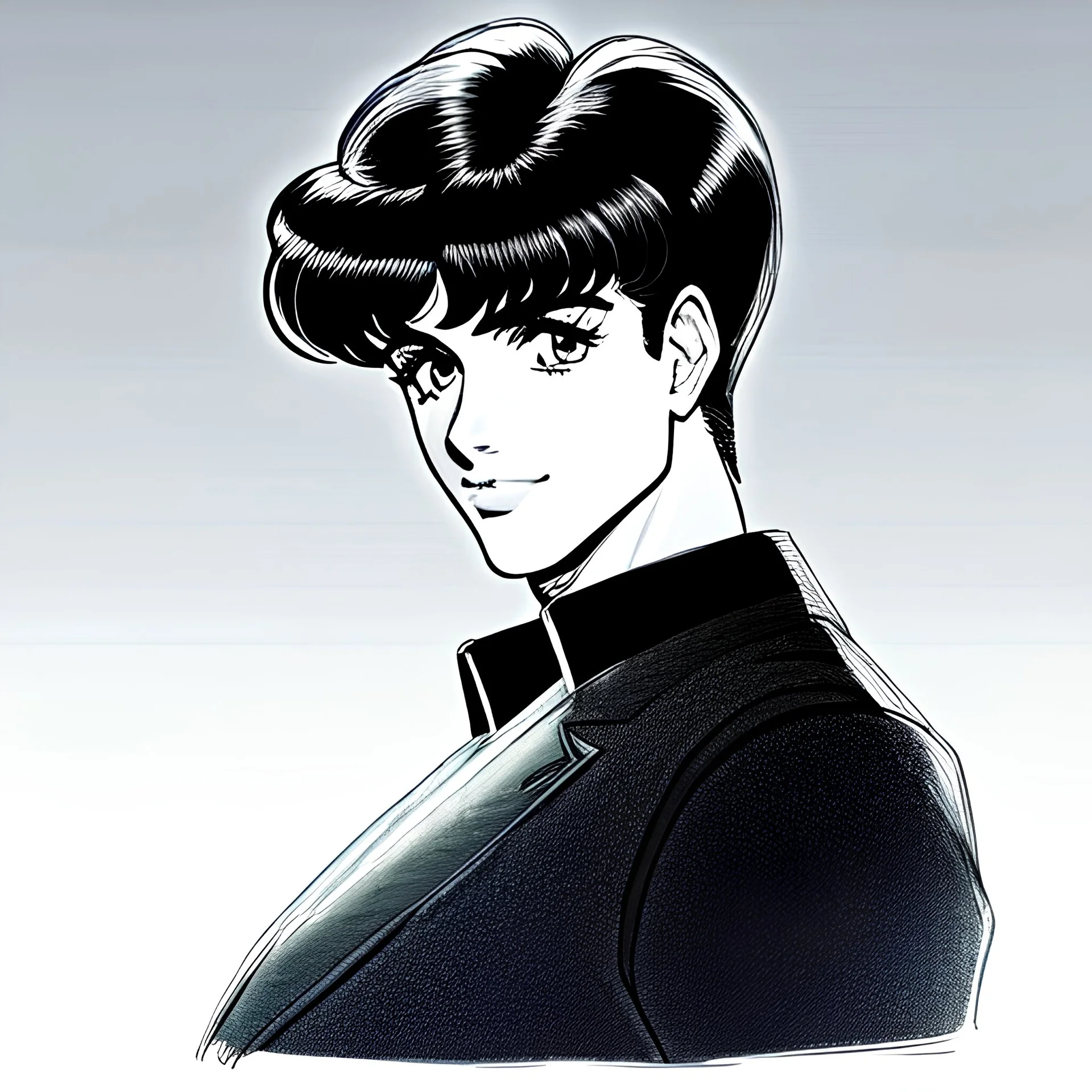 a pencil sketch of 80's character