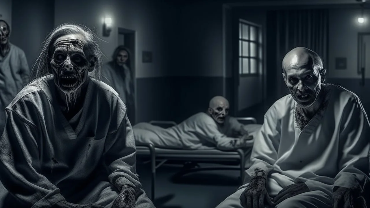 horror patients in a scary hospital