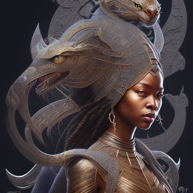 sango fantasy, fantasy magic, intricate, sharp focus, illustration, highly detailed, digital painting, concept art, matte, artgerm and paul lewin and kehinde wiley, masterpiece Asian lady black panther Papu New Guina pyramid black silver space lady space blood moon galaxy