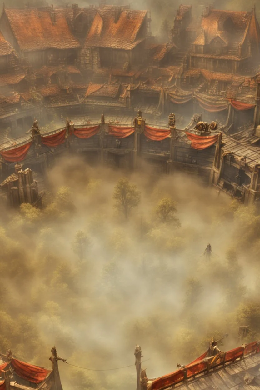 fantasy medieval fighting arena from above