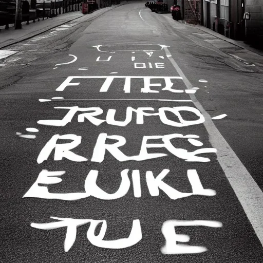 Future fake street with words