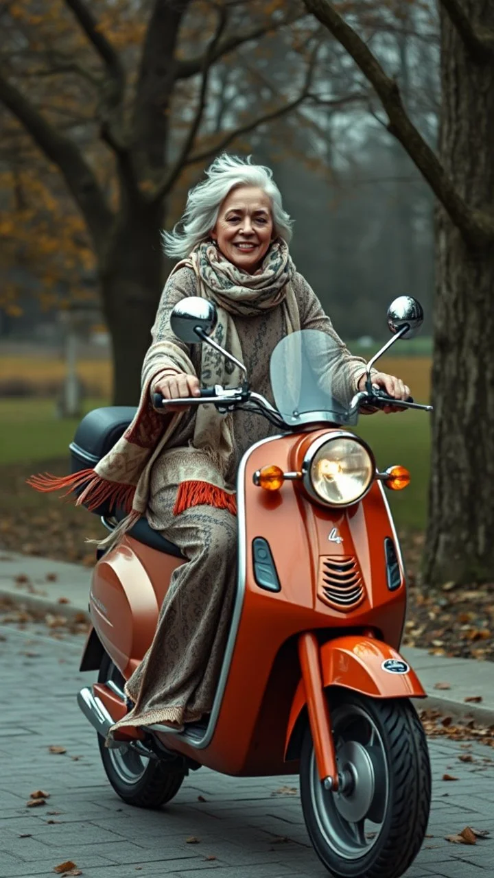 Hieronymus Bosch style , marilyn monroe , wearing a scarf on electric scooter 4k