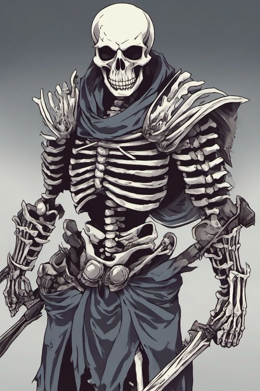 skeleton warrior, anime style