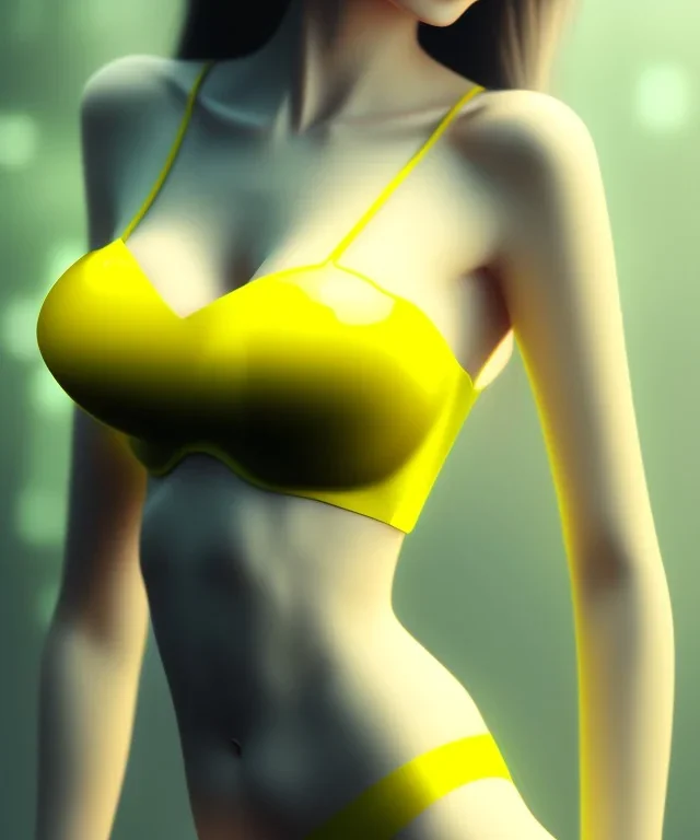 Yellow bra, cyberpunk,