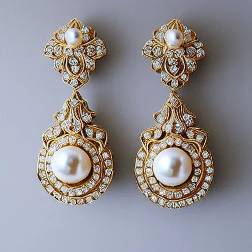 drop diamond and pearl earrings, art noveau, filigree, floral, breathtaking, highly ornate, delicate, intricate, photorealistic, high fashion, fine jewellery, luxury, designer