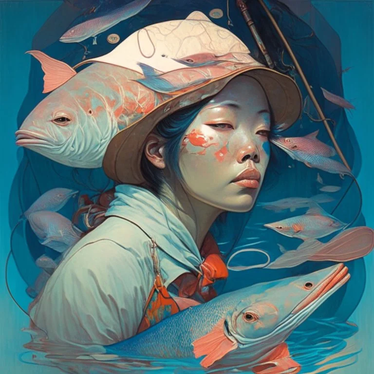 dream portrait of female fisherman by james jean