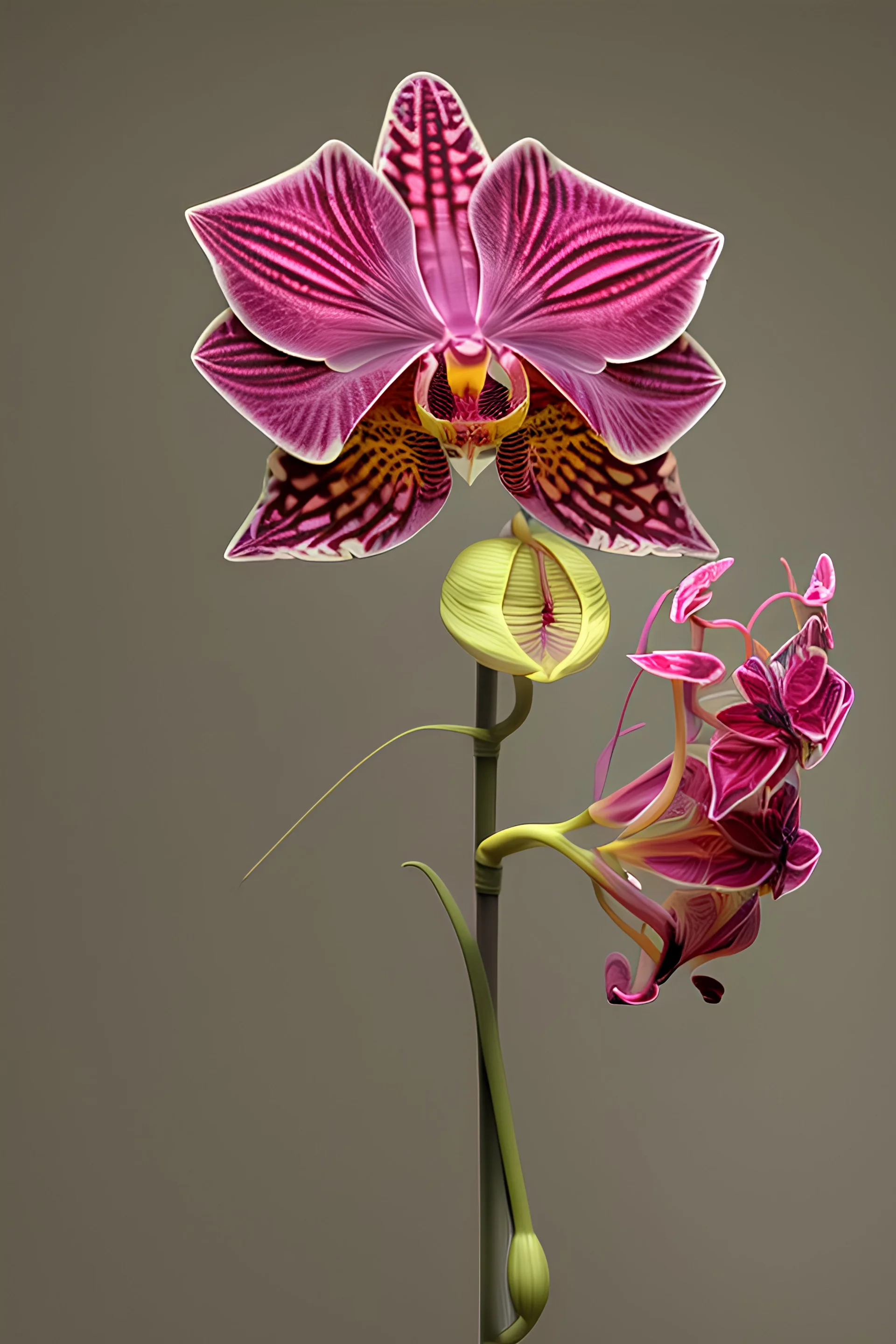 houdini render, highly sharpen detailed beautiful photography of flower, hybrid beautiful photography dragonfly hide in flower, electric, holographic sketch orchid,sharp focus, low contrast, dynamic lighting, elegant, harmony, beauty, masterpiece, by durero, by moebius, by josan gonzalez, ultra lots of high detail, octane render, 8k